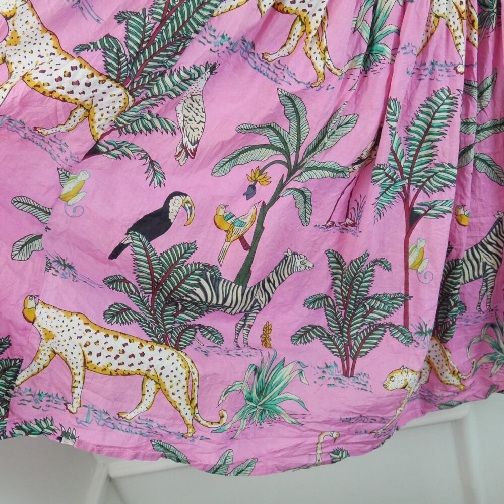 Darlington Isle Large Cayman Brac Dress Pink Babydoll Jungle Print Resort Cotton - Picture 4 of 10